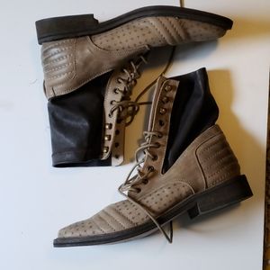 Free people lace up brown military boot